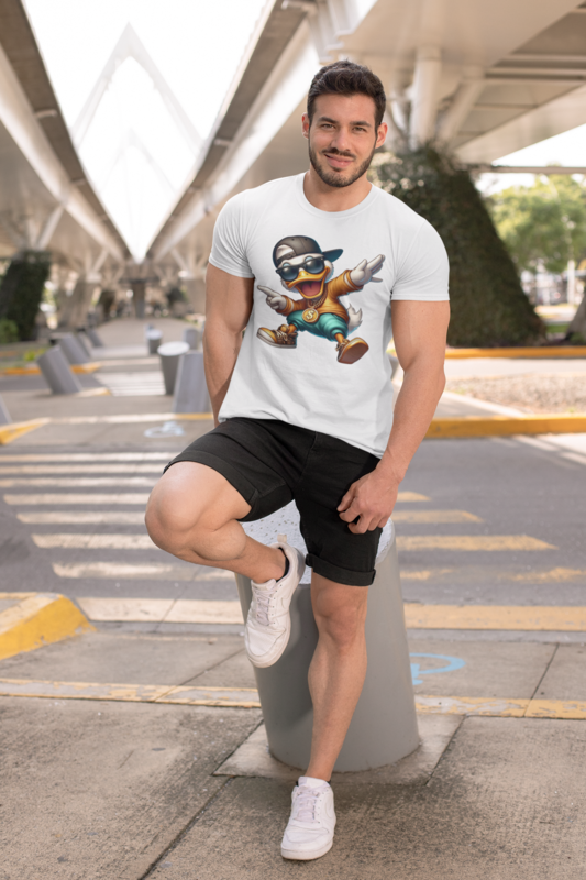 t-shirt-mockup-featuring-a-fit-man-under-a-city-bridge-28521 Tricou Duck - Image 1